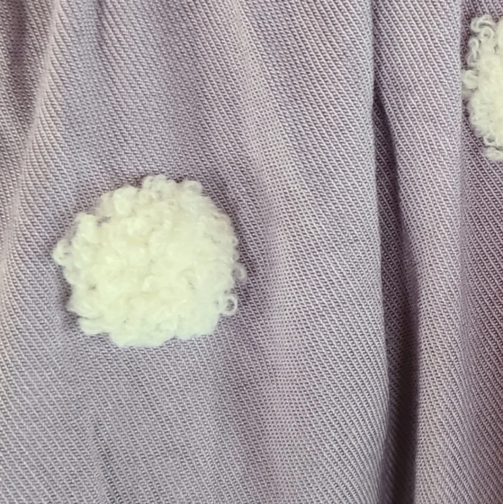 CATO Boho Dusty Lavender Hue Tiered Mini Dress with White Pom-Poms - Size L